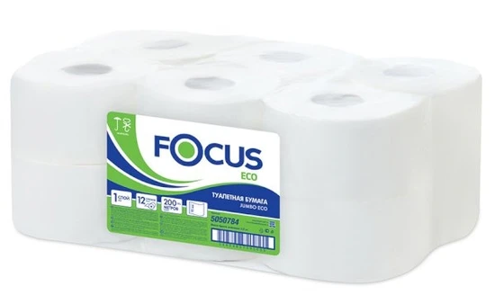 FOCUS Туалетная бумага 1-сл, 200 м, белая, 12 рул (5050784) 12-1274