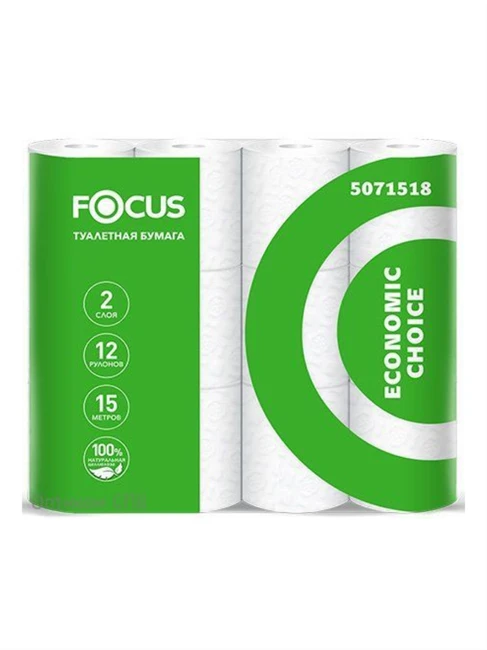 FOCUS Туалетная бумага белая Economic Choice 2-сл (5071518), 12 рул 12-0934