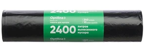 OPTILINE Мешки для мусора 240 л, 100х140 см, 35 мкм, черные, 10 шт 23-0046