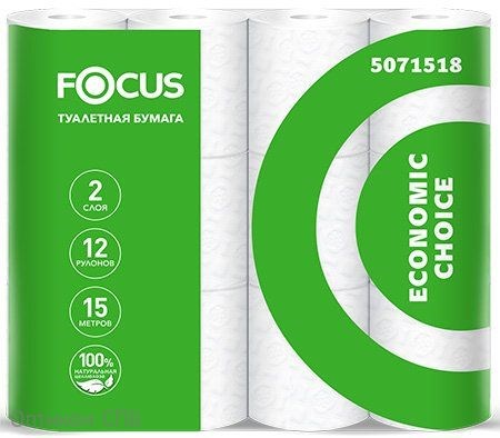 FOCUS Туалетная бумага белая Economic Choice 2-сл (12 рул. в упак.) 12-0934 - фото 10913