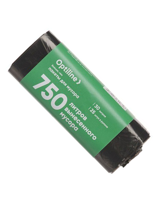 OPTILINE Мешки для мусора 30 л, 50х60 см, 8 мкм, ПНД, 25 шт 23-1813 - фото 12241