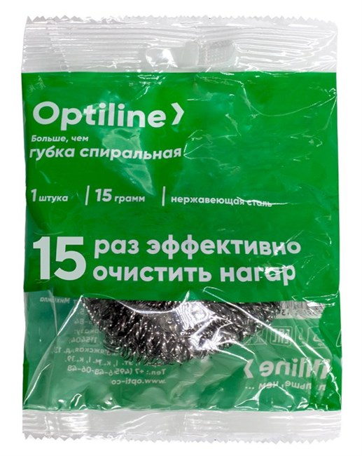 OPTILINE Губка для мытья посуды спиральная нерж. сталь, 15 г 31-6564