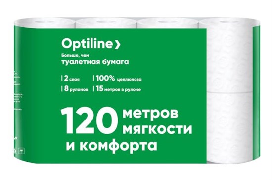 OPTILINE Туалетная бумага, 2-слойная, белая, 8 рулонов в упаковке 12-1849