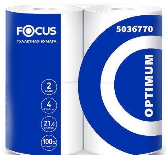 FOCUS Туалетная бумага Optimum, 2-сл., белая (4 рул.) 12-1219