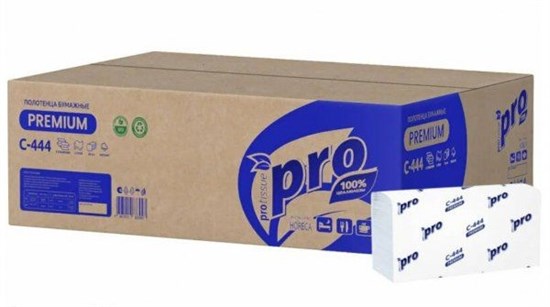 Полотенца бумажные PROtissue, 24х22,5 см, Z-сложения, 2-слойные, 150 л (28 пачек) 12-1844