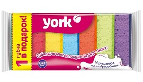 Губки для мытья посуды York крупнопоролоновые, 100х70х30 мм, 6+1 штуки в упаковке 31-4154