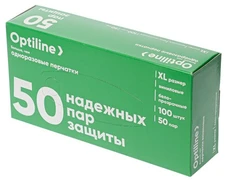 OPTILINE Перчатки виниловые, размер XL, прозрачные, 100 штук 27-2672