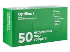 Перчатки латексные неопудренные Optiline, размер M, 100 шт 27-3535