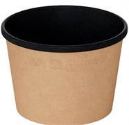 Контейнер бумажный 380 мл, диаметр 102 мм, высота 72 мм, крафт/черное дно, 25 шт 19-5686