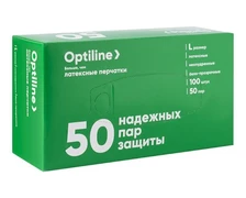 OPTILINE Перчатки латексные неопудренные, размер L, 100 шт 27-3536