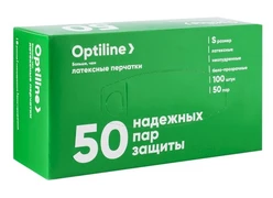 OPTILINE Перчатки латексные неопудренные, размер S, 100 шт 27-3534