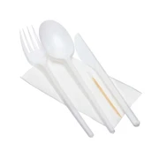 Комплект одноразовых приборов "5" (вилка, столовая ложка, нож, зубочистка, салфетка), 300 шт 19-3226